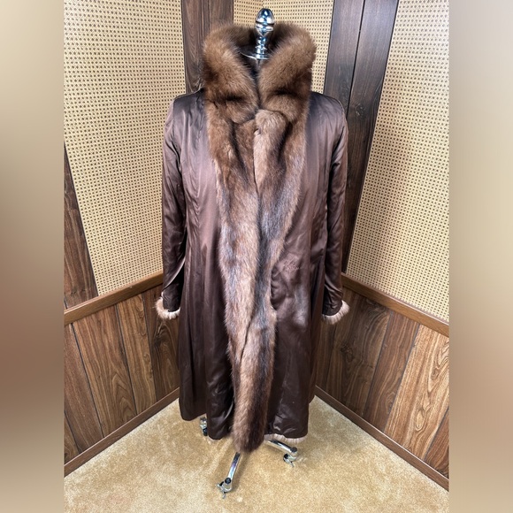 VINTAGE BERGDORF GOODMAN FULL LENGTH RUSSIAN SABLE FUR COAT JACKET SMALL - Picture 6 of 12